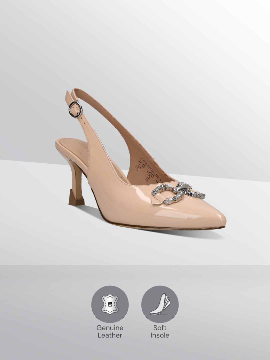 TT.BAGATT Ahu Beige Premium Leather Slingback Stelitoes Heels