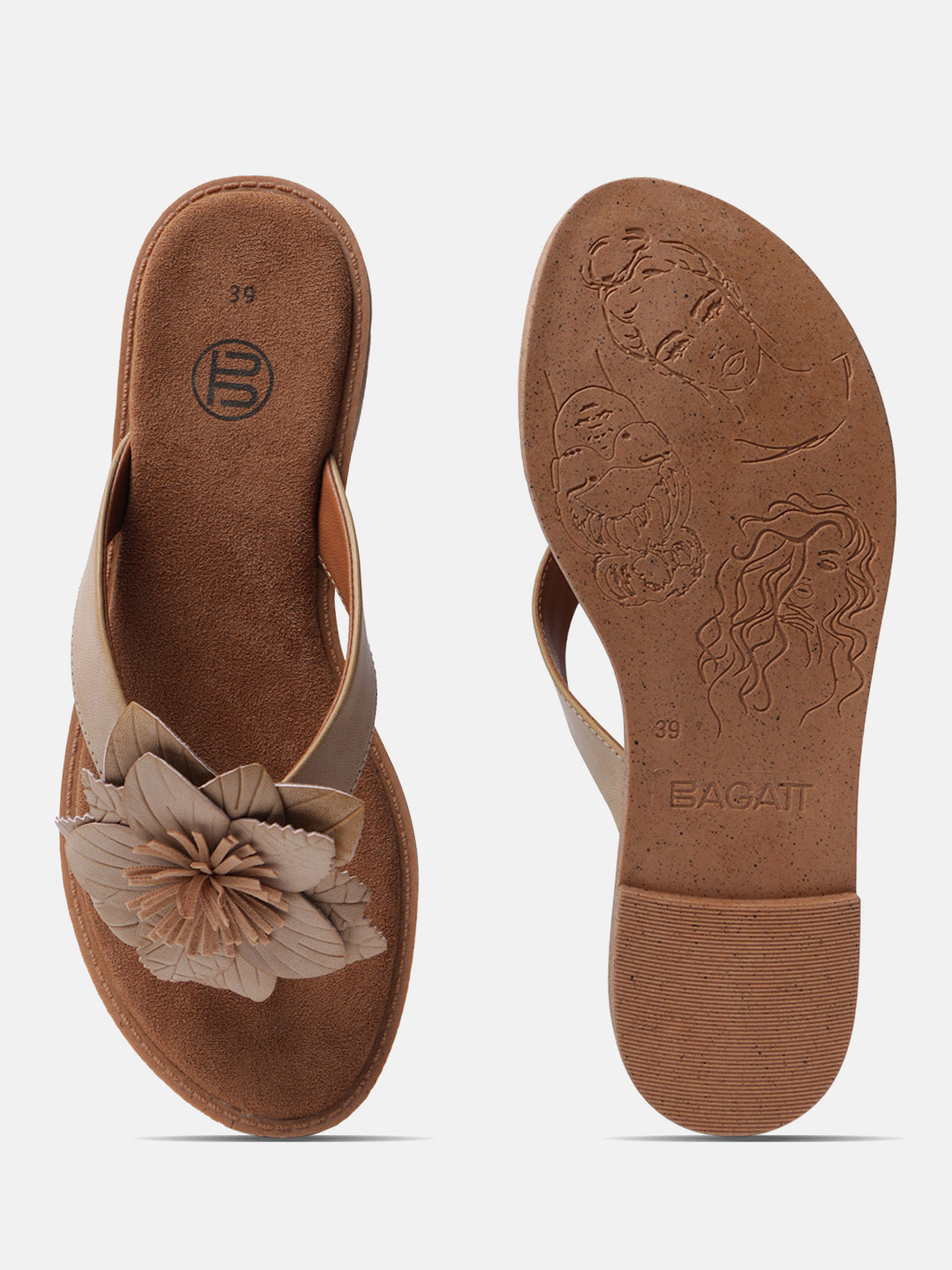 Goldy Beige Thongs Sandals