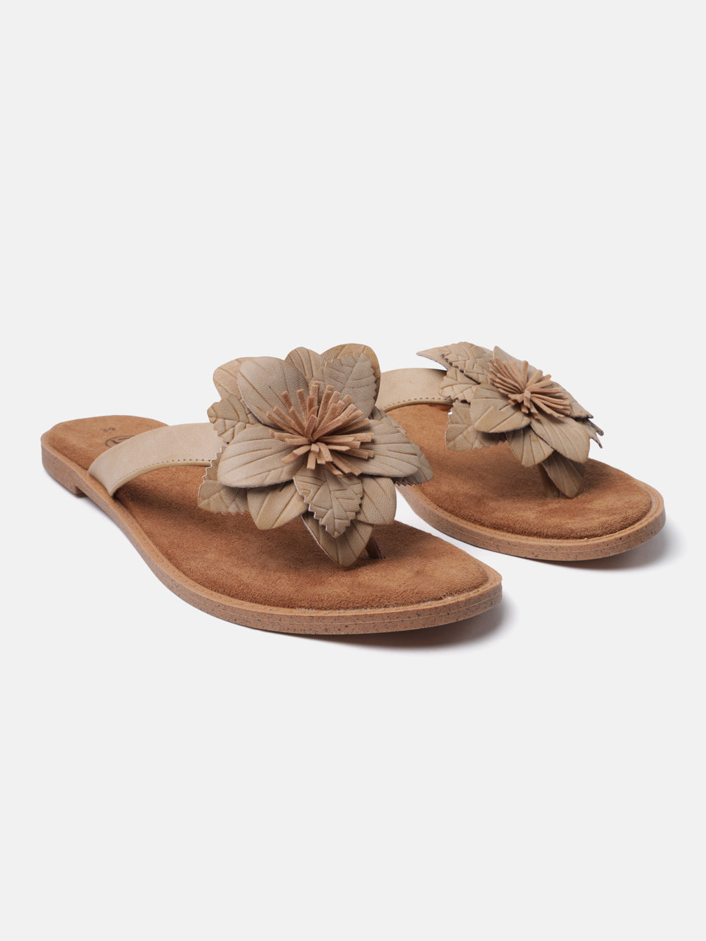 Goldy Beige Thongs Sandals