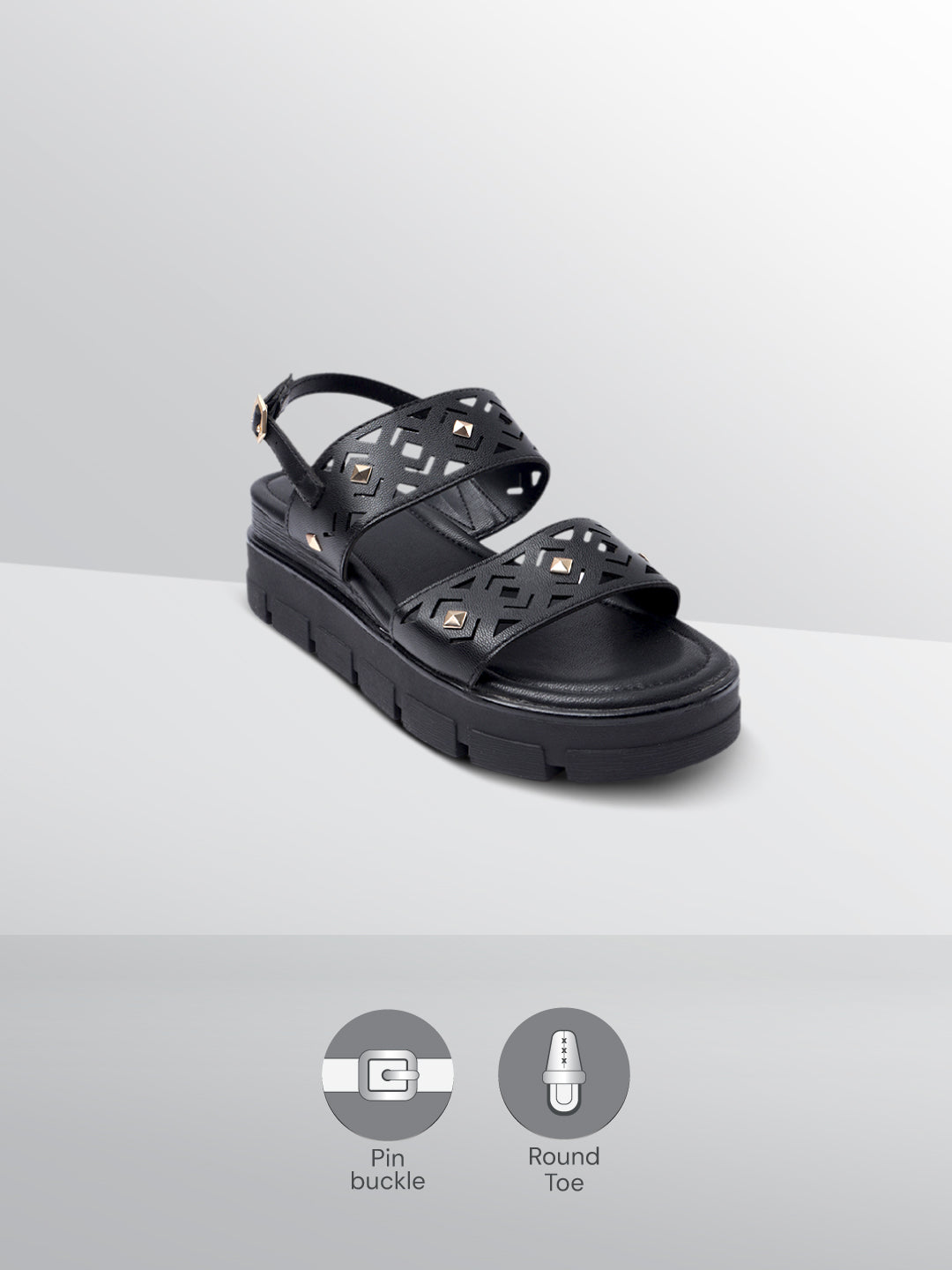 BAGATT  Mariella Black Back Strap Flatform sandals