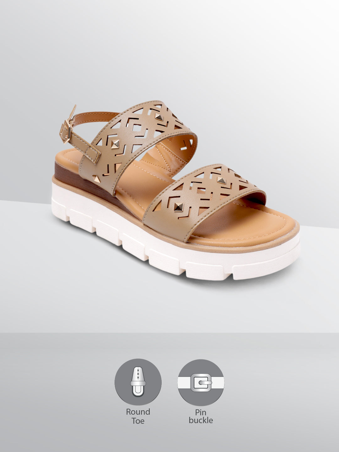 BAGATT  Mariella Light Brown Back Strap Flatform sandals