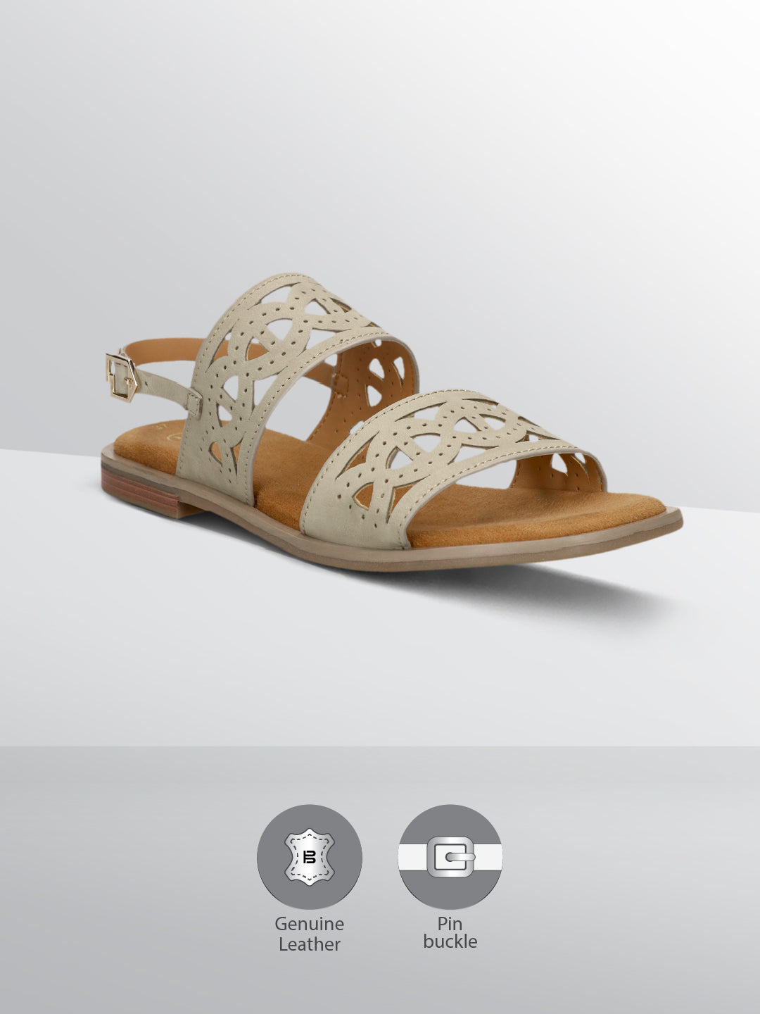 BAGATT  Yasha Light Green Premium Leather Back Strap Flat sandals