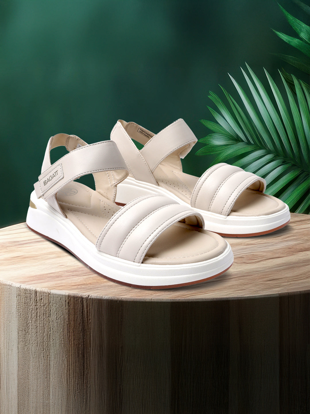 BAGATT  Nira Beige Ankle strap Flatform sandals