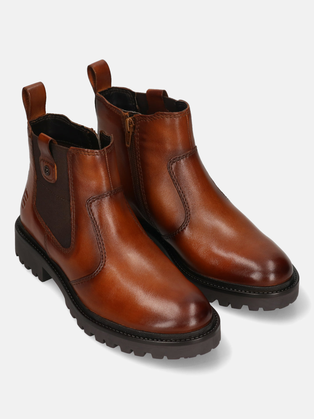 BAGATT Cognac & Dark Brown Premium Leather Chelsea Boots
