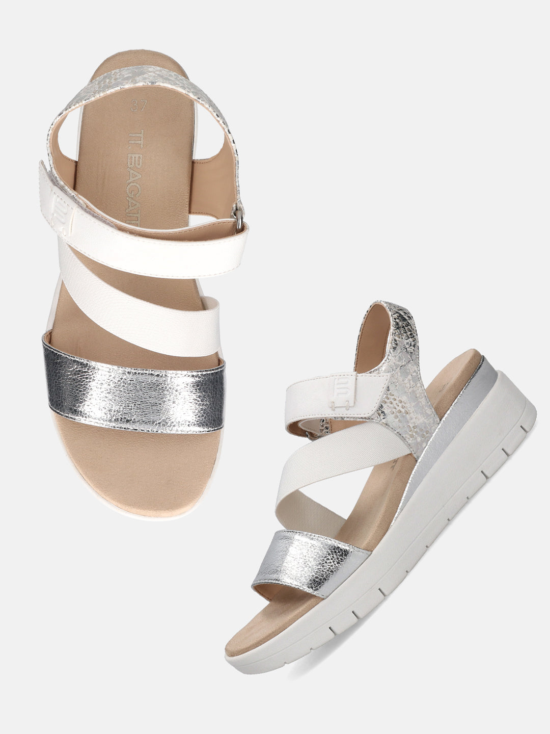 TT.BAGATT Senay Silver Flatform Heels