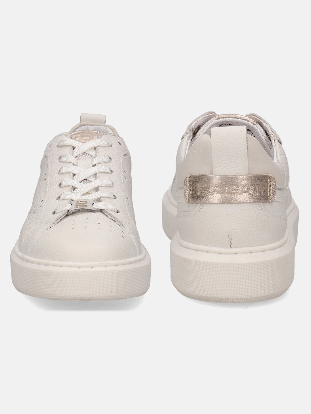 Gina White & Gold Leather Mid Top Sneakers