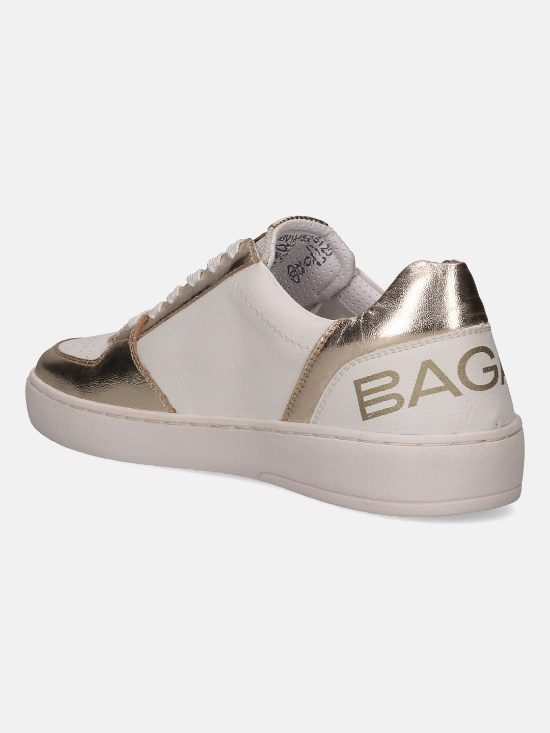 Ferly Gold & White  Leather Mid Top Sneakers