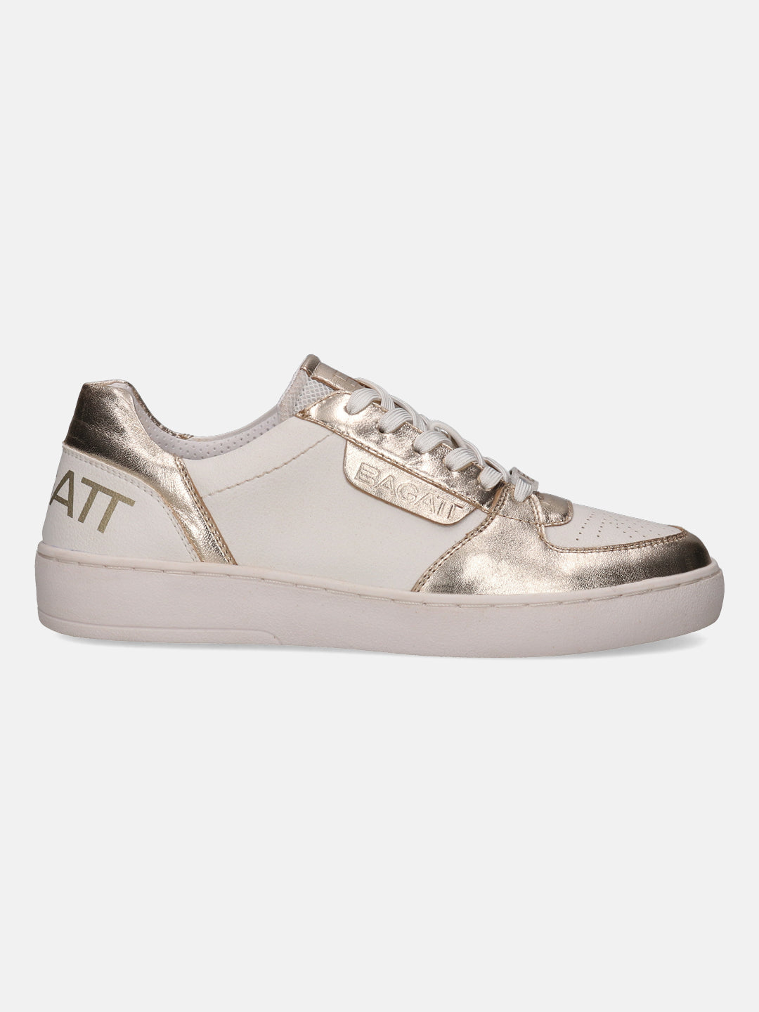 Ferly Gold & White  Leather Mid Top Sneakers