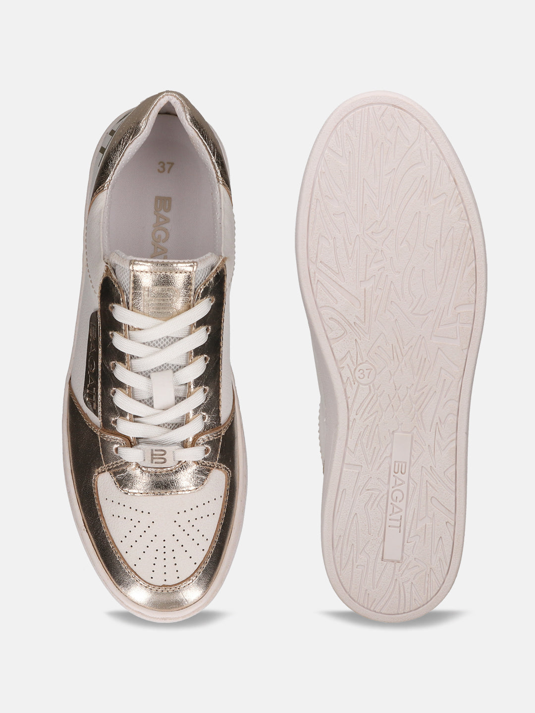 BAGATT Premium Leather Gold Mid Top Sneakers