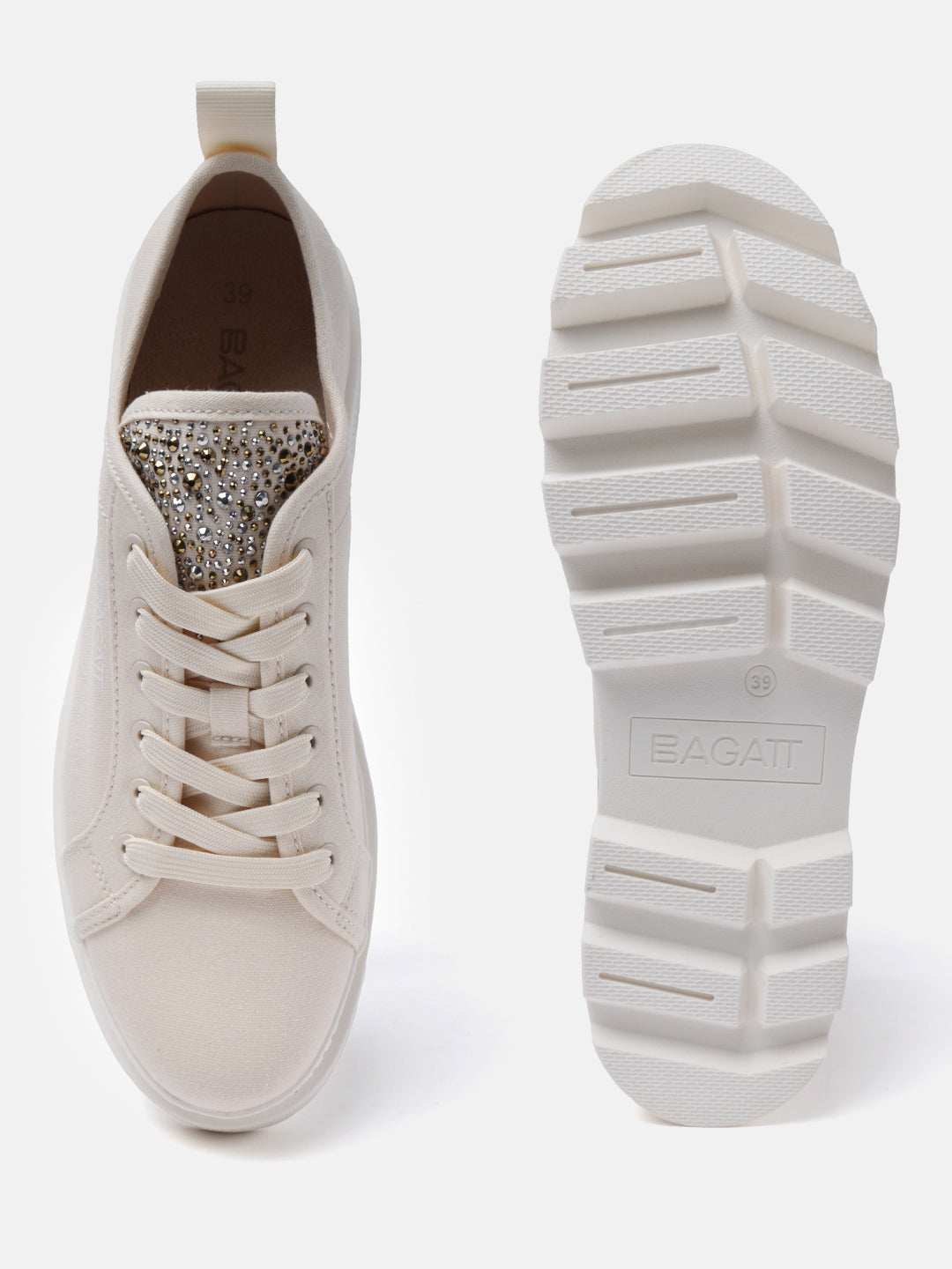 Dayla Beige & Gold Sneakers