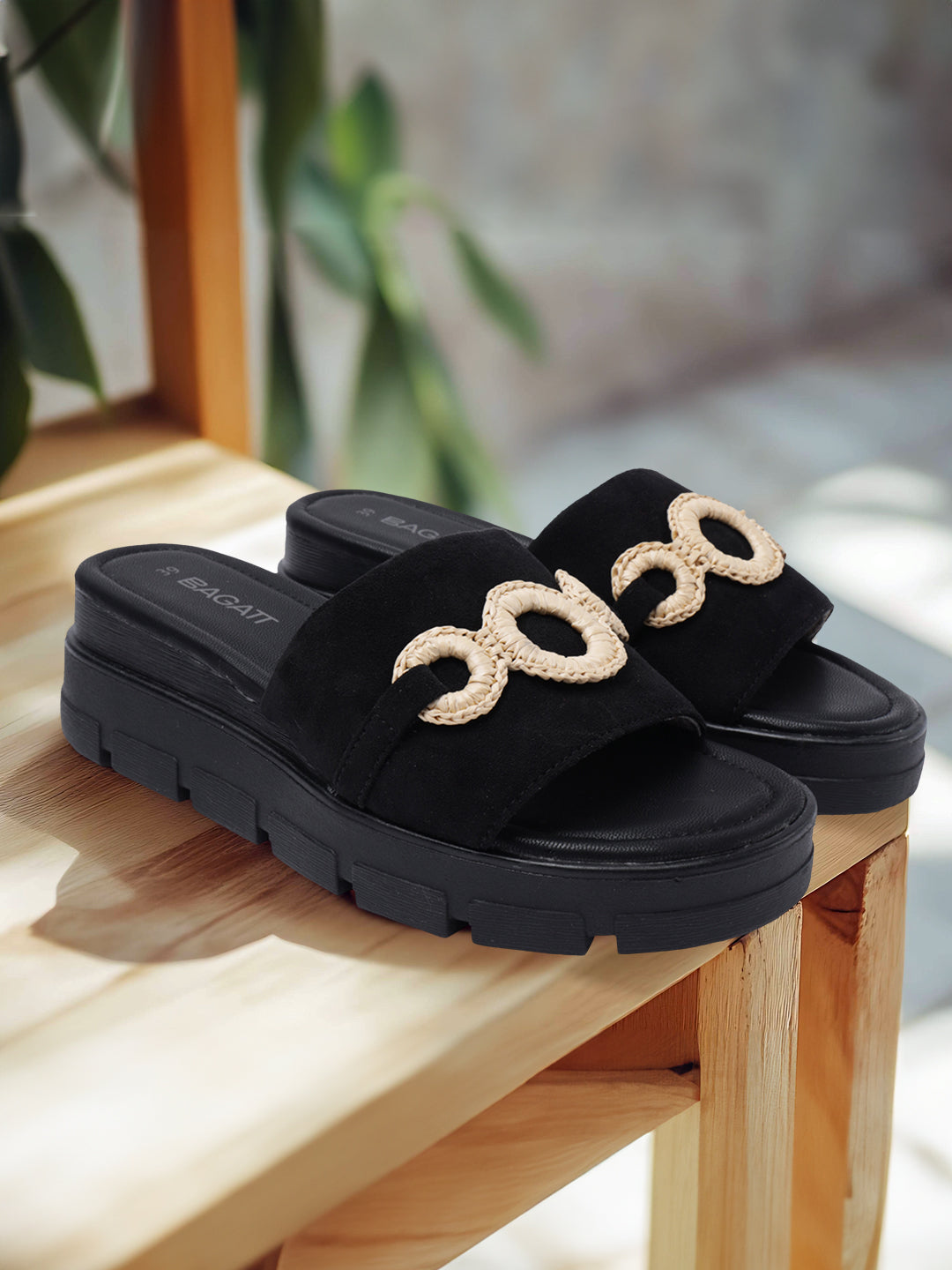 BAGATT  Mariella Black Flatform sandals