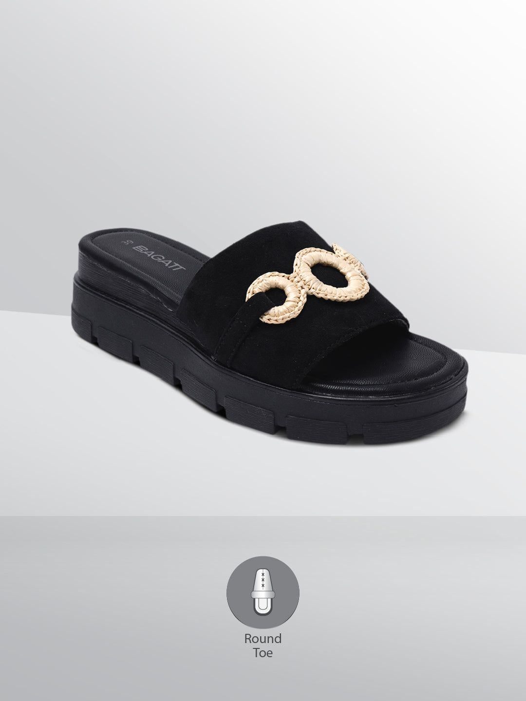 BAGATT Mariella Black Flatform Sandals