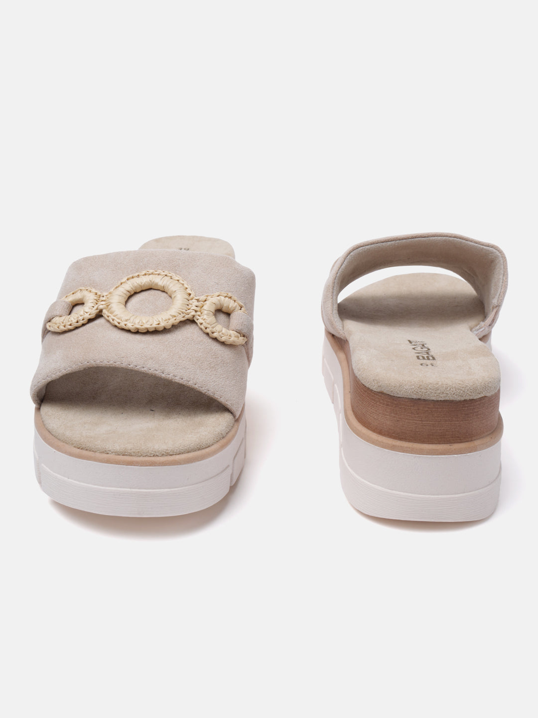 Mariella Beige Flatform Sandals