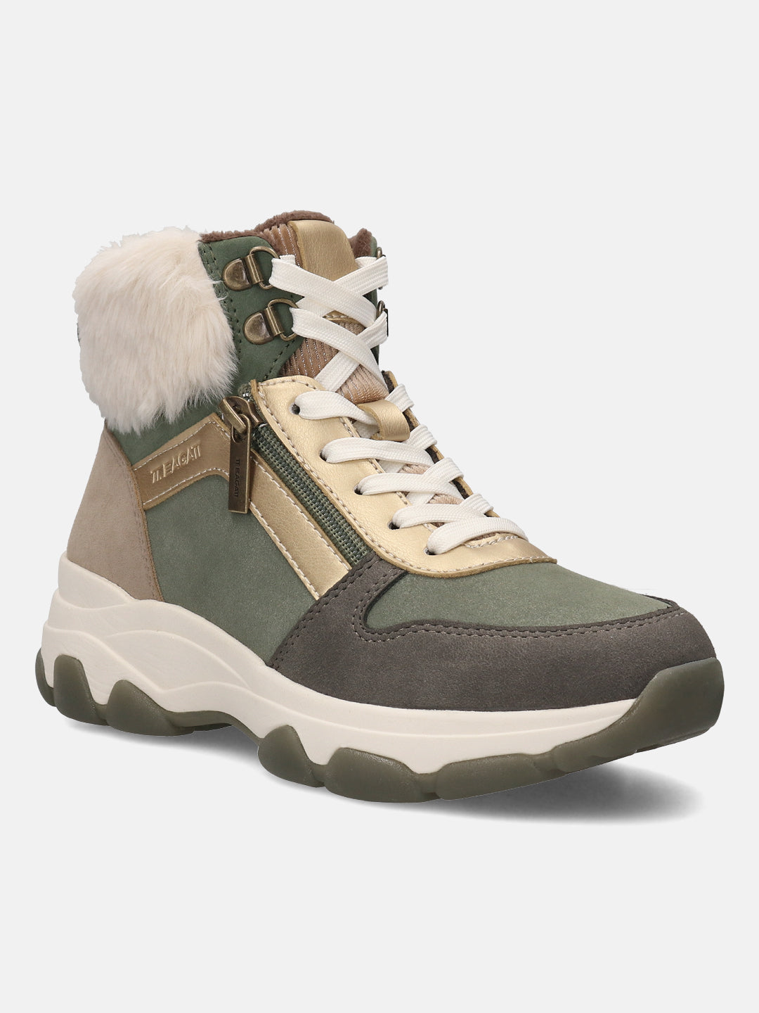 BAGATT Dark Green & Multicolour High Top Sneakers