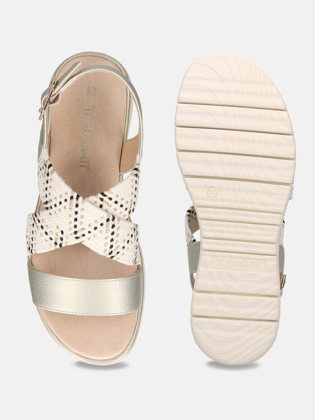 TT.BAGATT Izzy gold Flatform Sandals