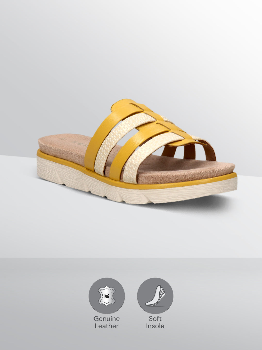 TT.BAGATT Kiko Yellow Premium Leather Mules Flatform Sandal