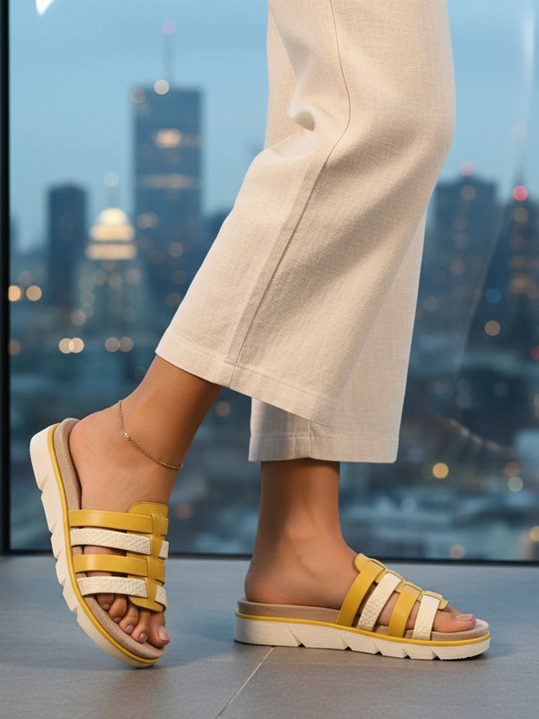 TT.BAGATT Kiko Yellow Premium Leather Mules Flatform Sandal