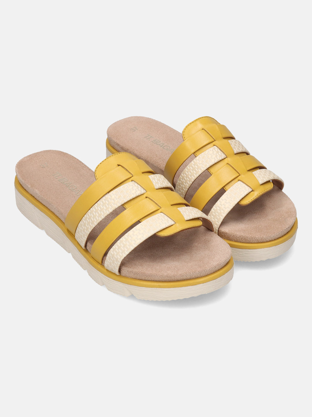 TT.BAGATT Kiko Yellow Premium Leather Mules Flatform Sandal