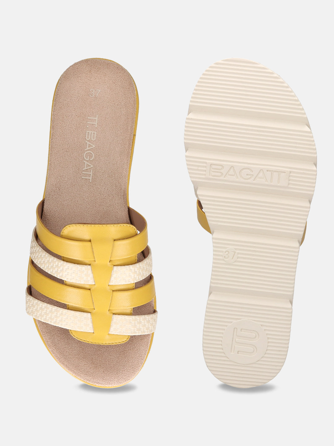 TT.BAGATT Kiko Yellow Premium Leather Mules Flatform Sandal