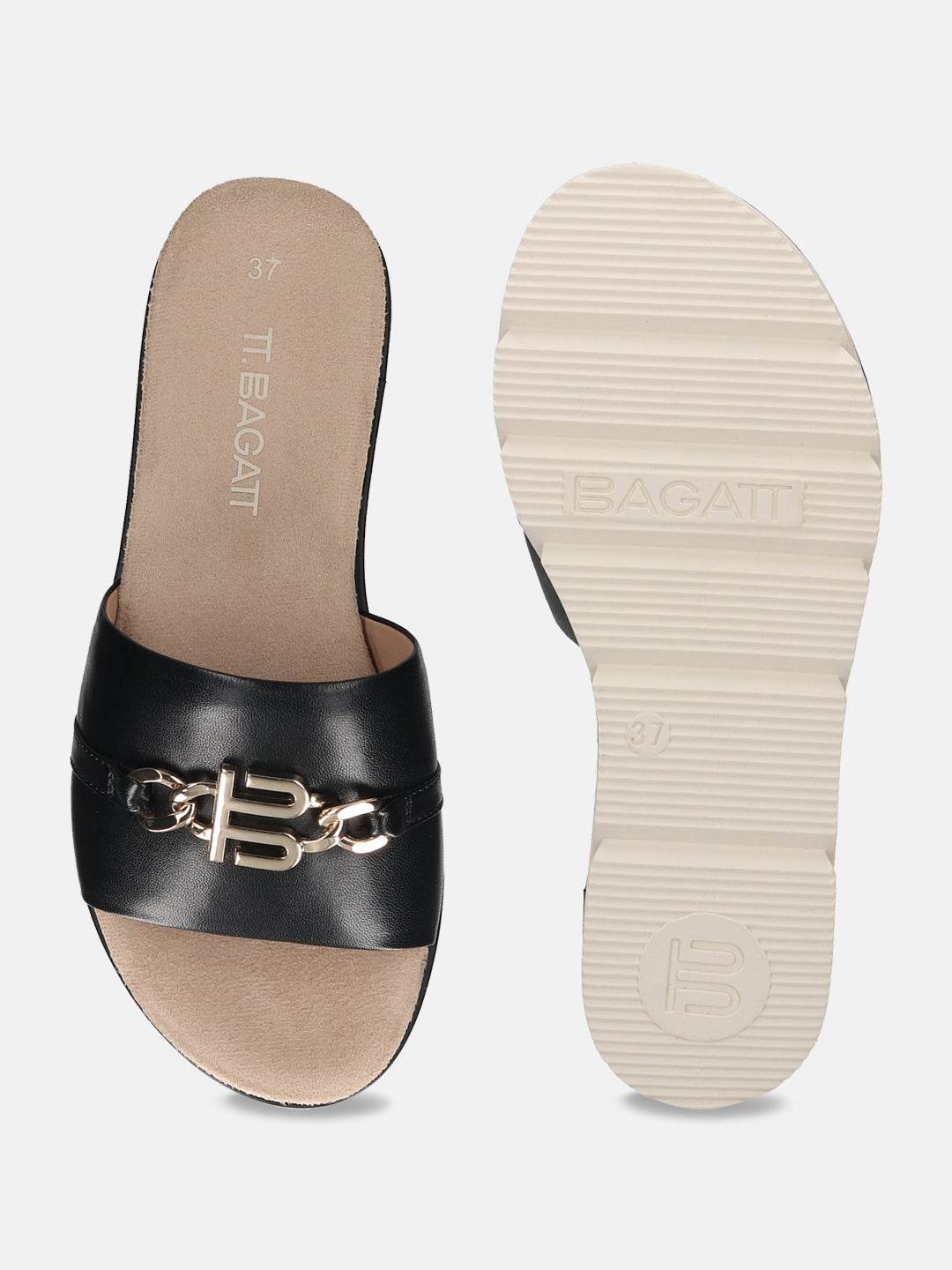 BAGATT Black Premium Leather Sandals