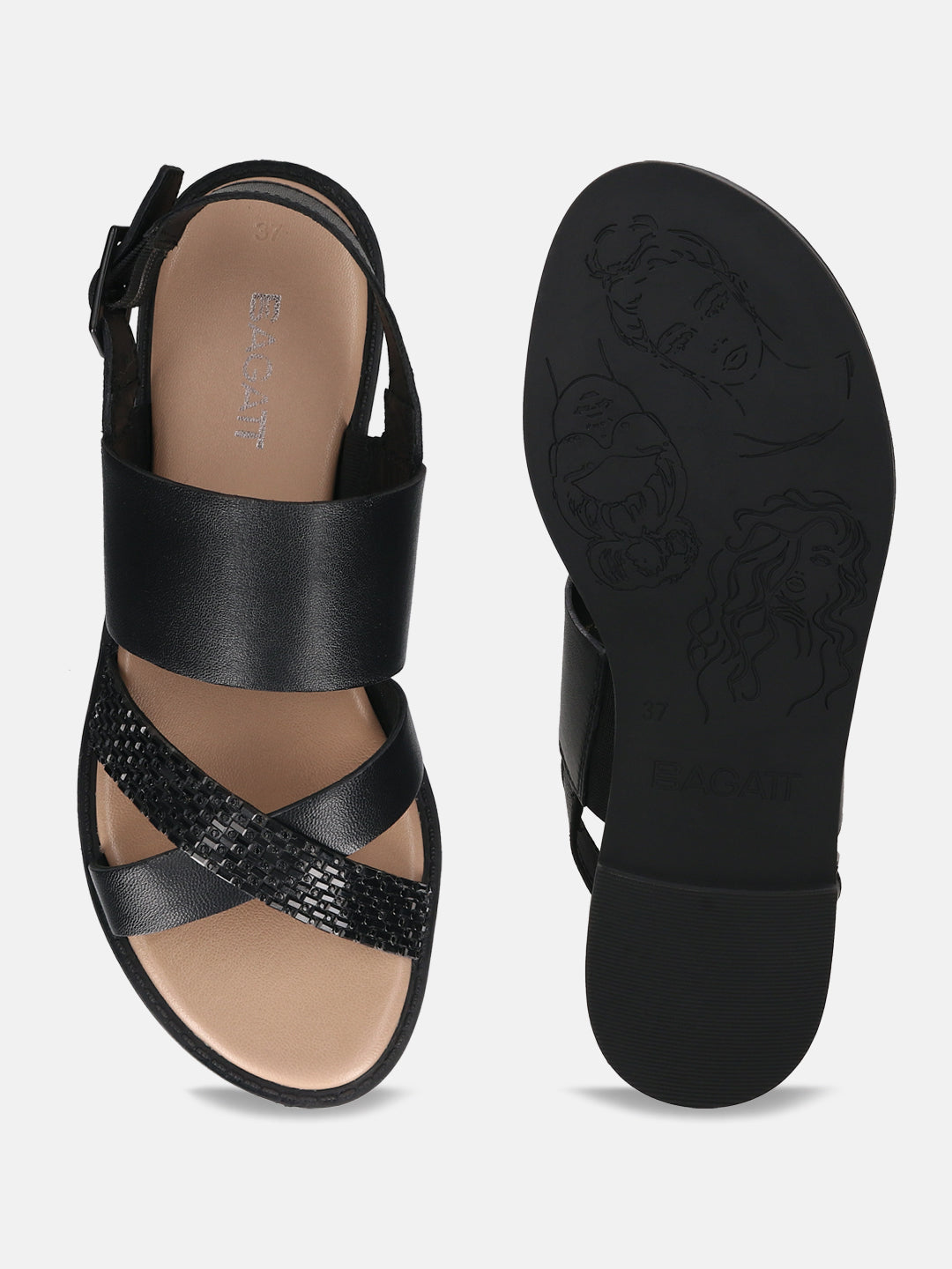 Black back outlet strap sandals