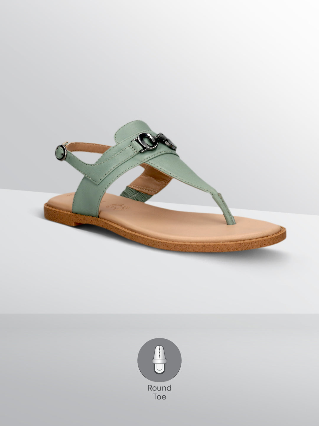 TT.BAGATT Goldy light green Premium Leather Flat Sandals