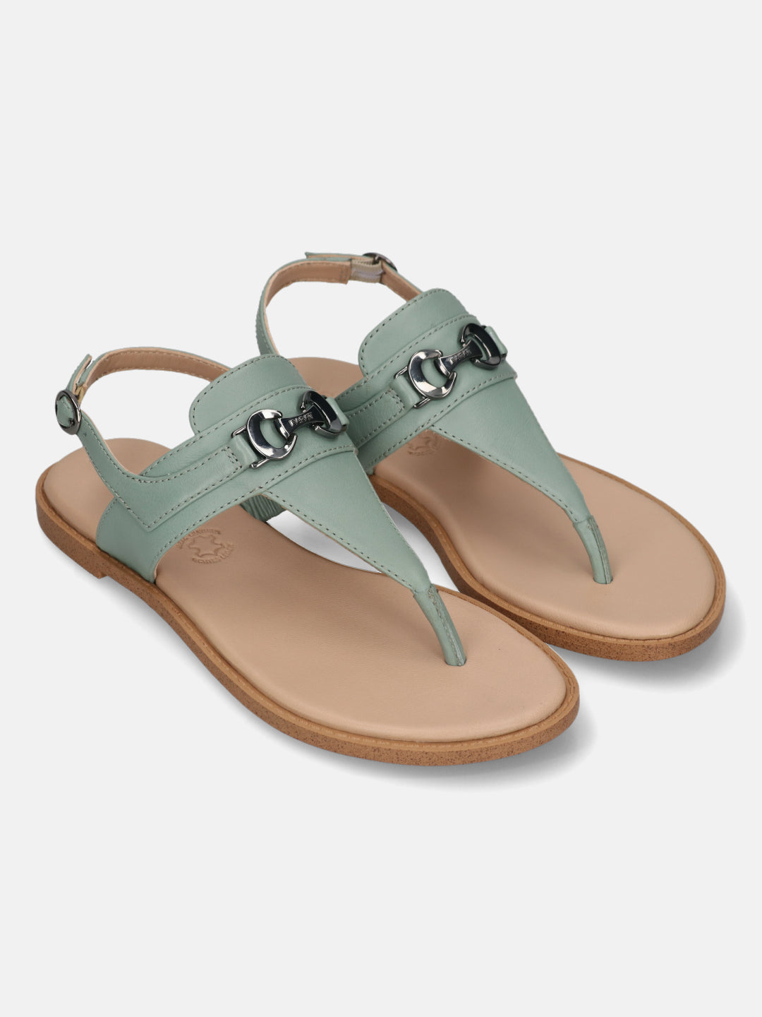 TT.BAGATT Goldy light green Premium Leather Flat Sandals
