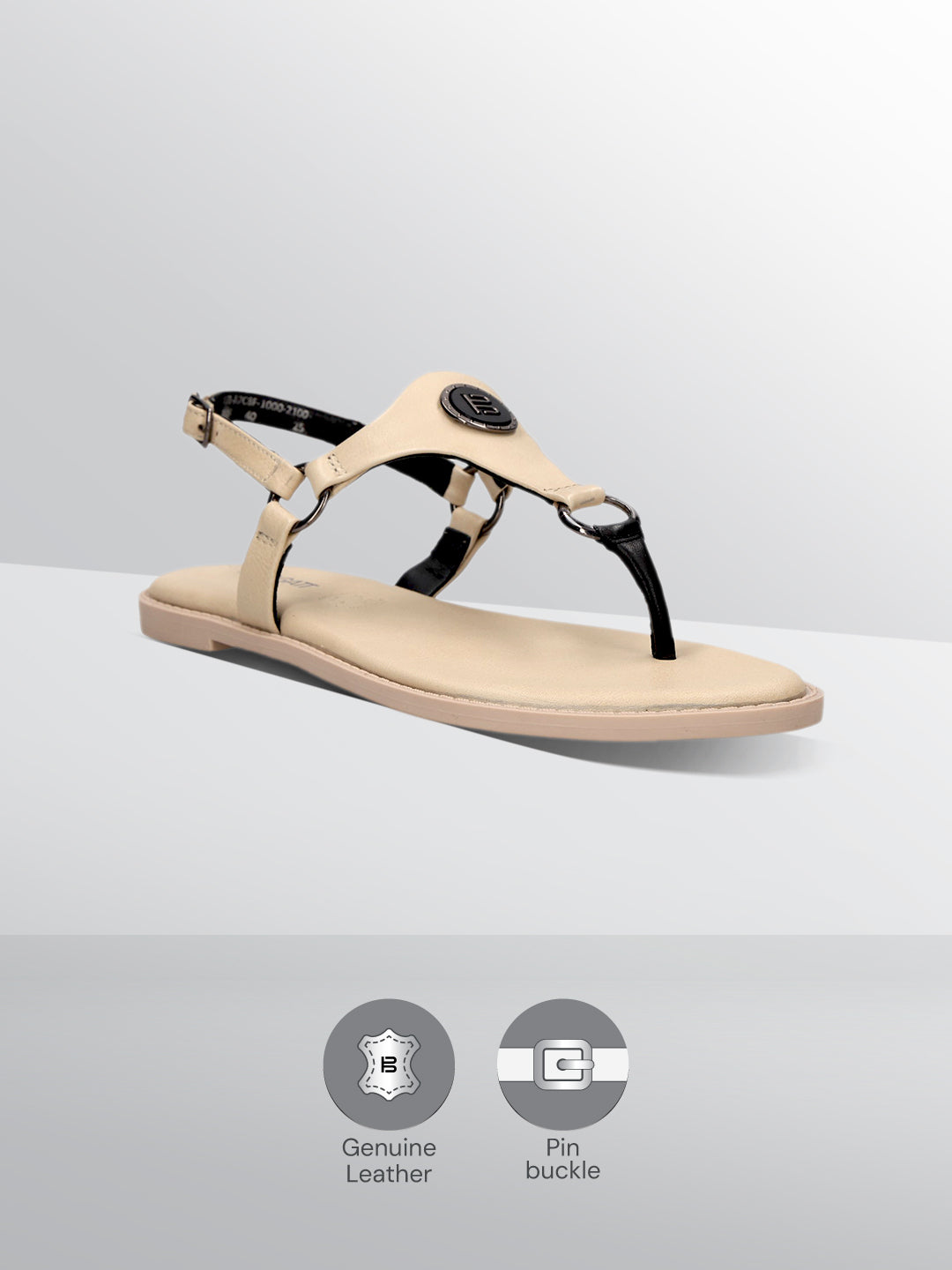 TT.BAGATT Goldy Off-White Premium Leather Thongs Flat Sandal