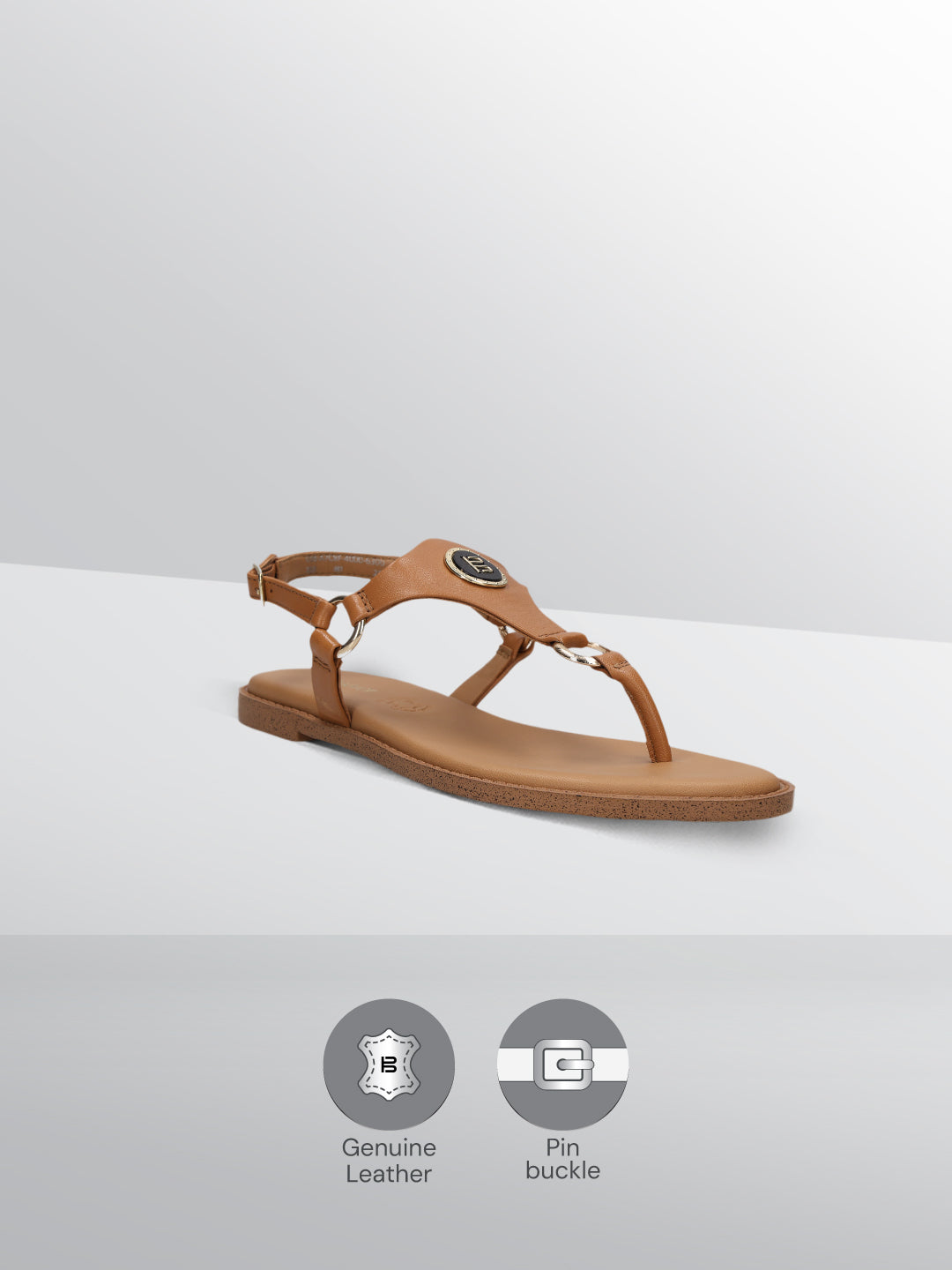 TT.BAGATT Goldy Cognac Premium Leather Thongs Flat Sandal
