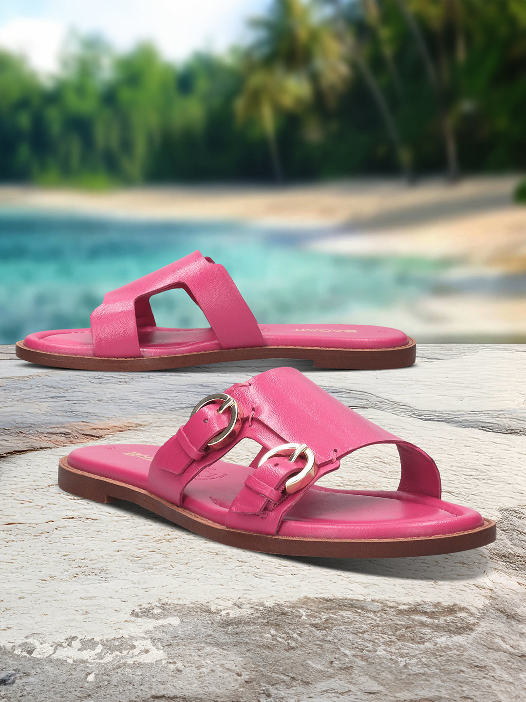 BAGATT  Goldy Pink Premium Leather Flat sandals