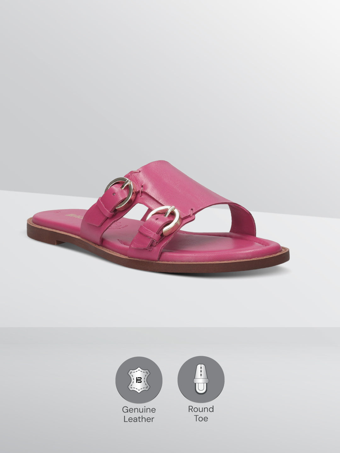 BAGATT  Goldy Pink Premium Leather Flat sandals