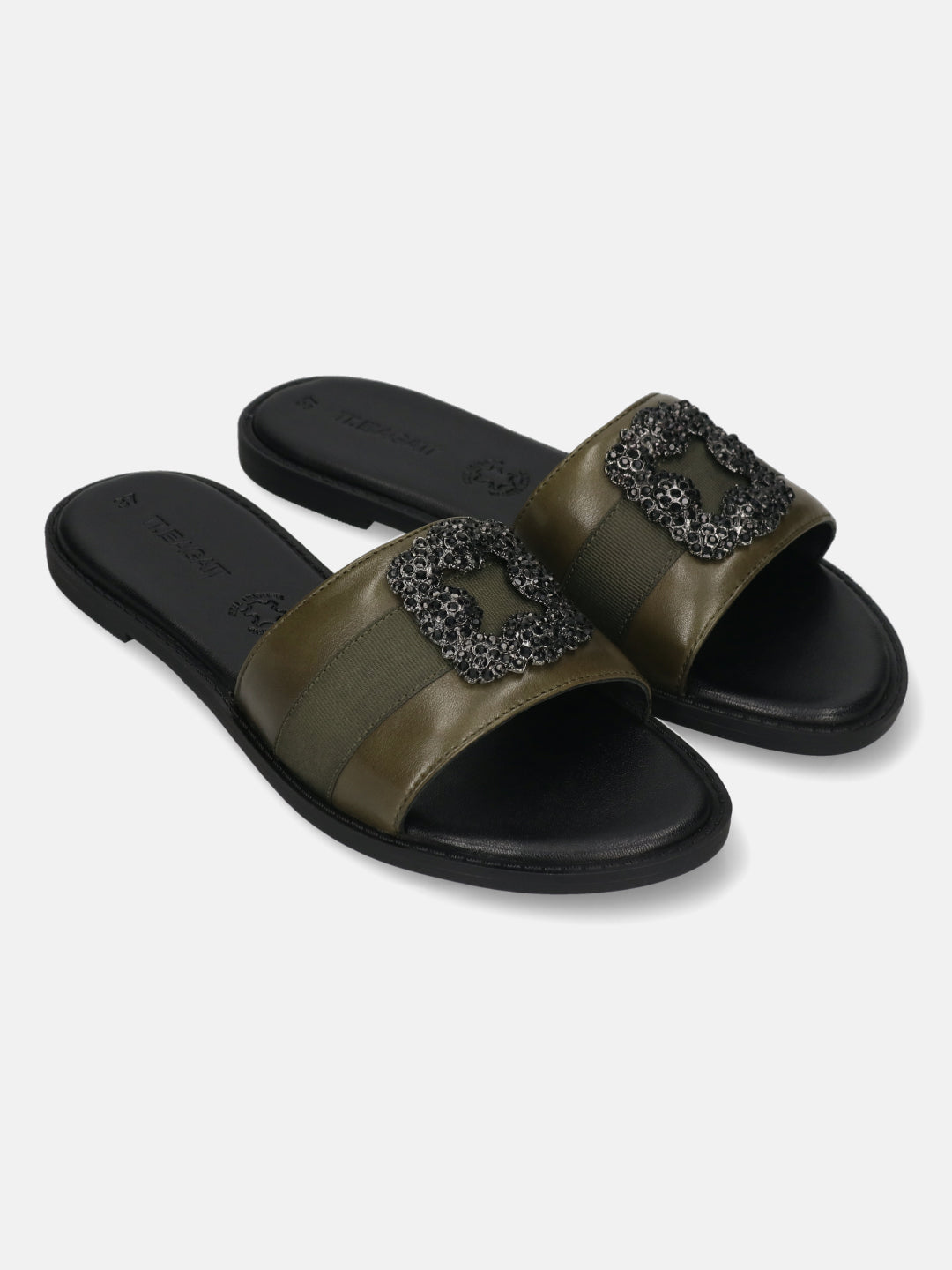 TT.BAGATT Goldy dark green Premium Leather Flat Sandals