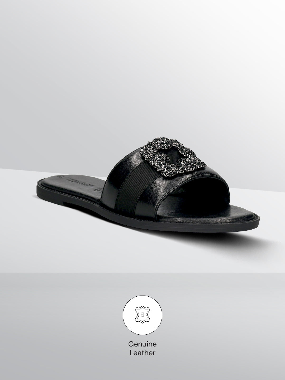TT.BAGATT Goldy black Premium Leather Flat Sandals
