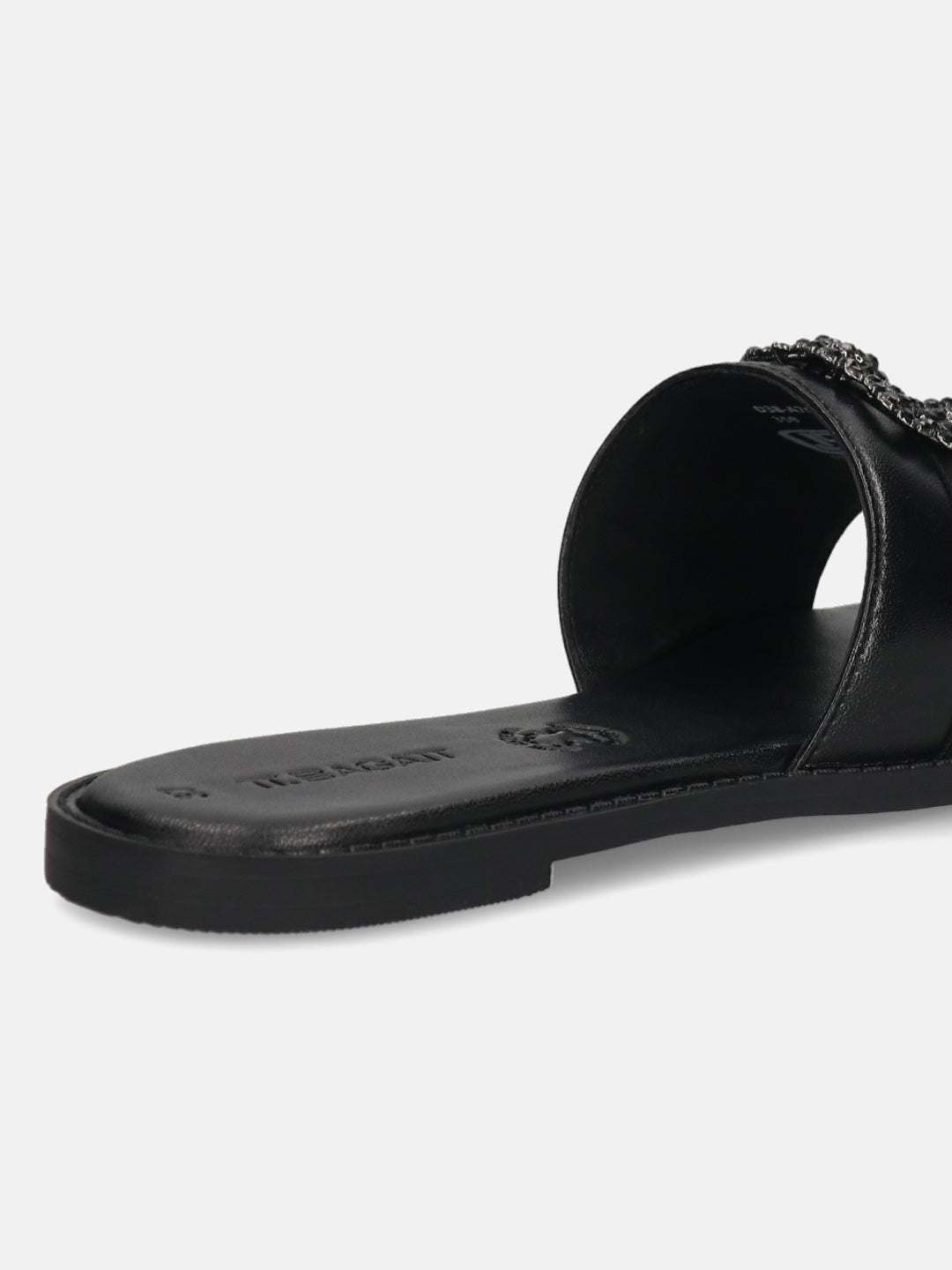 TT.BAGATT Goldy Black Premium Leather Flat Sandals
