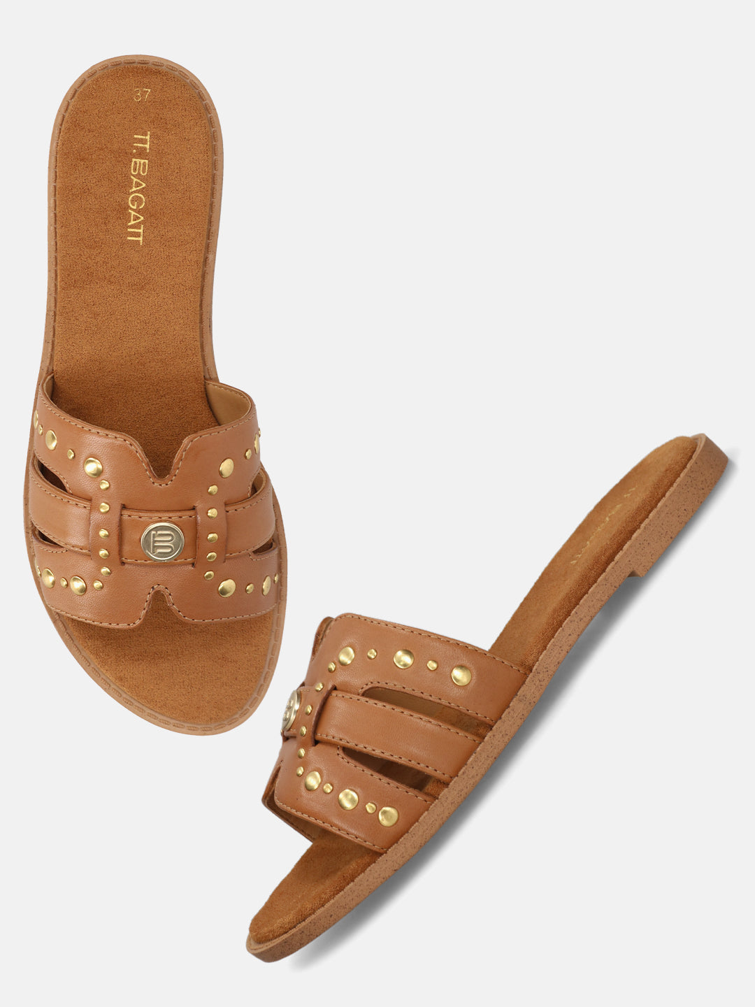TT.BAGATT Goldy cognac Premium Leather Flat Sandals