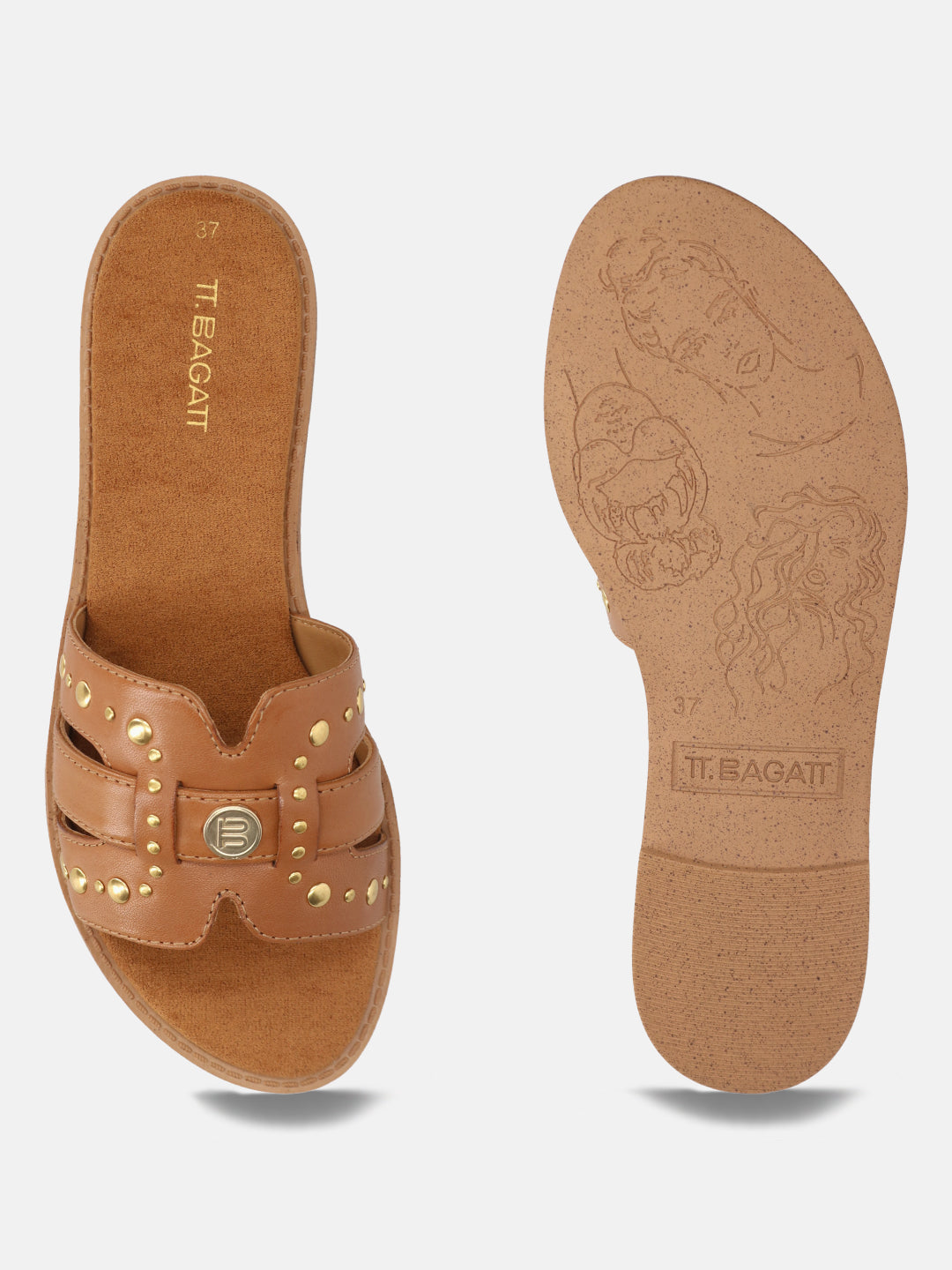 TT.BAGATT Goldy cognac Premium Leather Flat Sandals