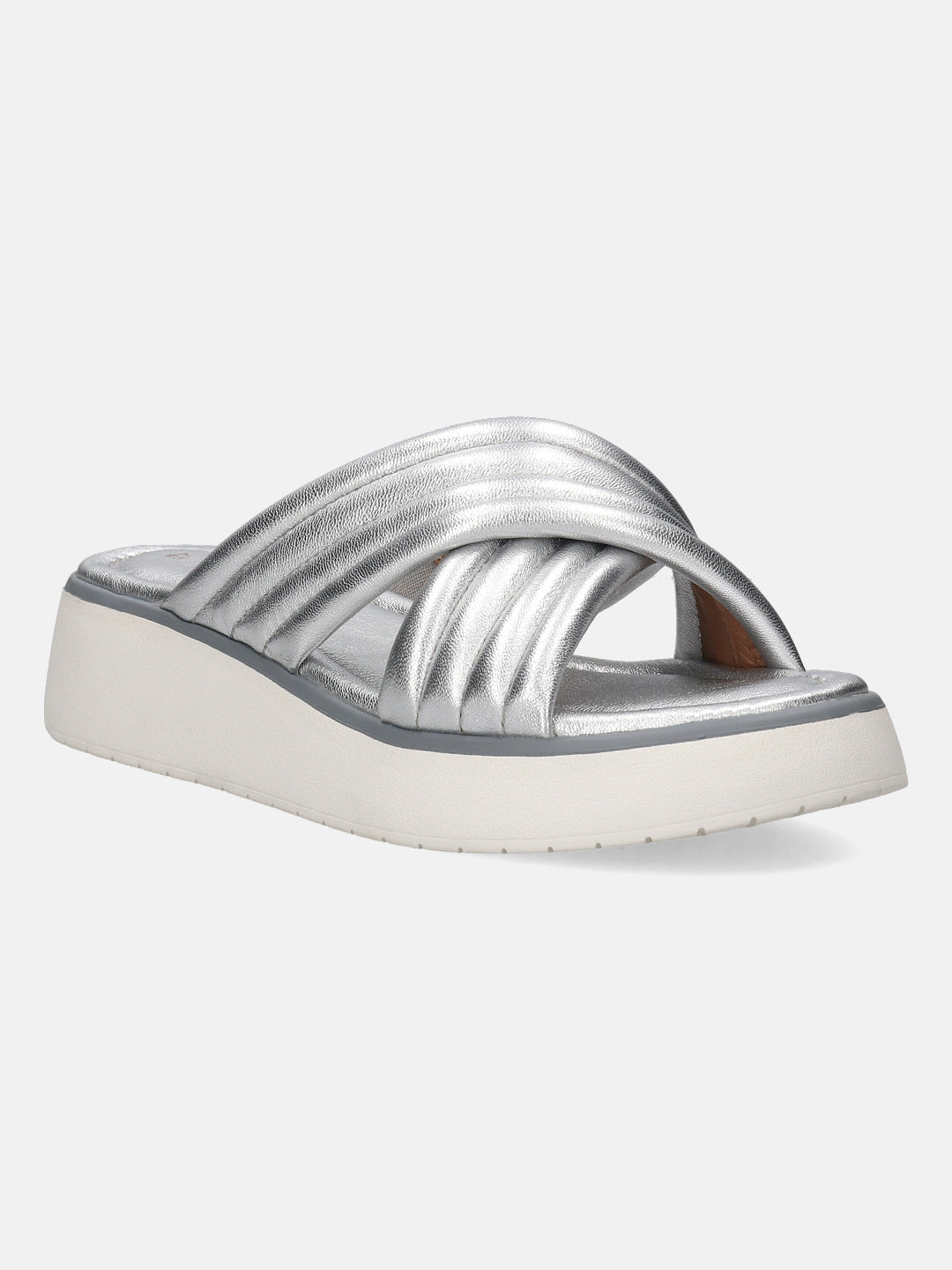 BAGATT Premium Leather Silver Criss cross Sandals