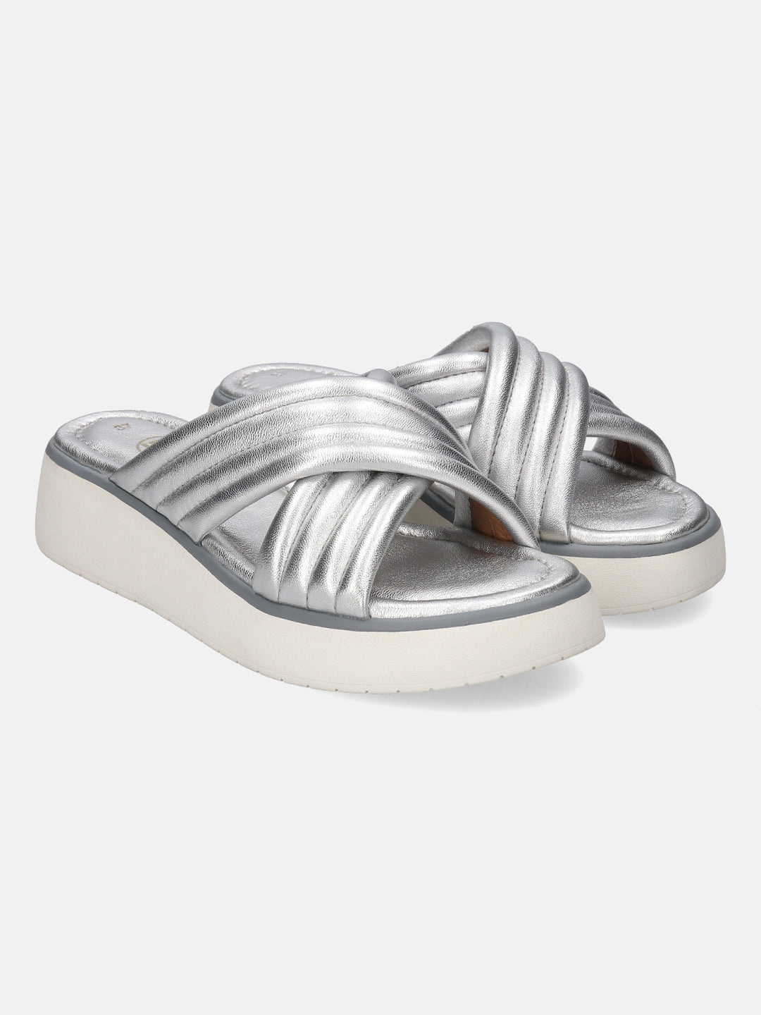 BAGATT Premium Leather Silver Criss cross Sandals