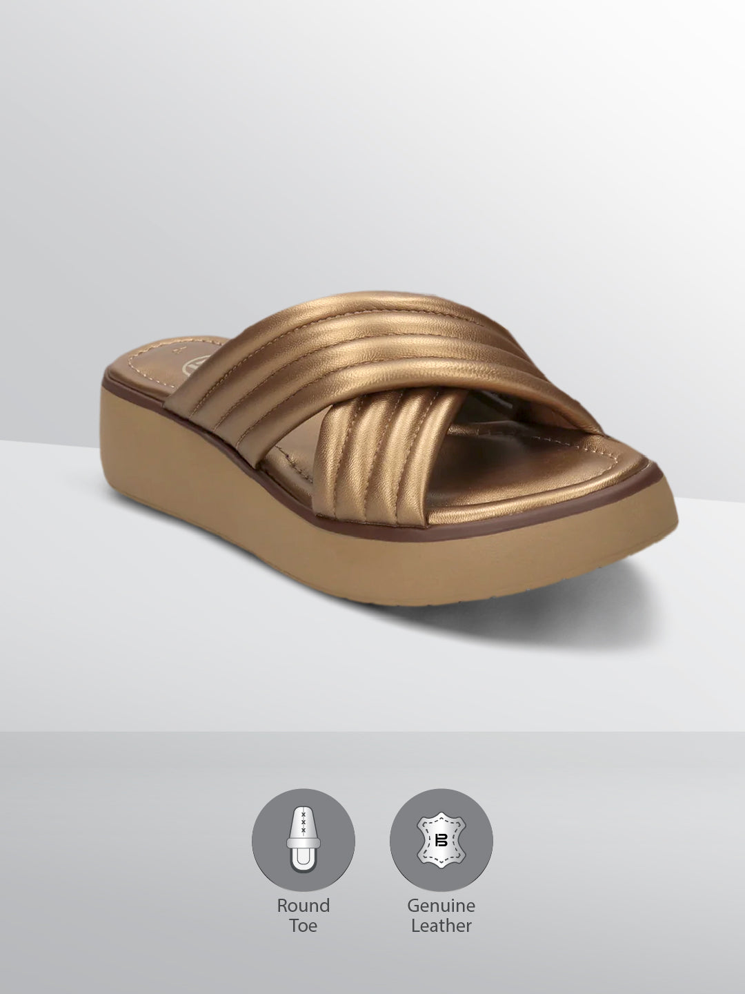 BAGATT  Kya Metallics Premium Leather Flatform sandals