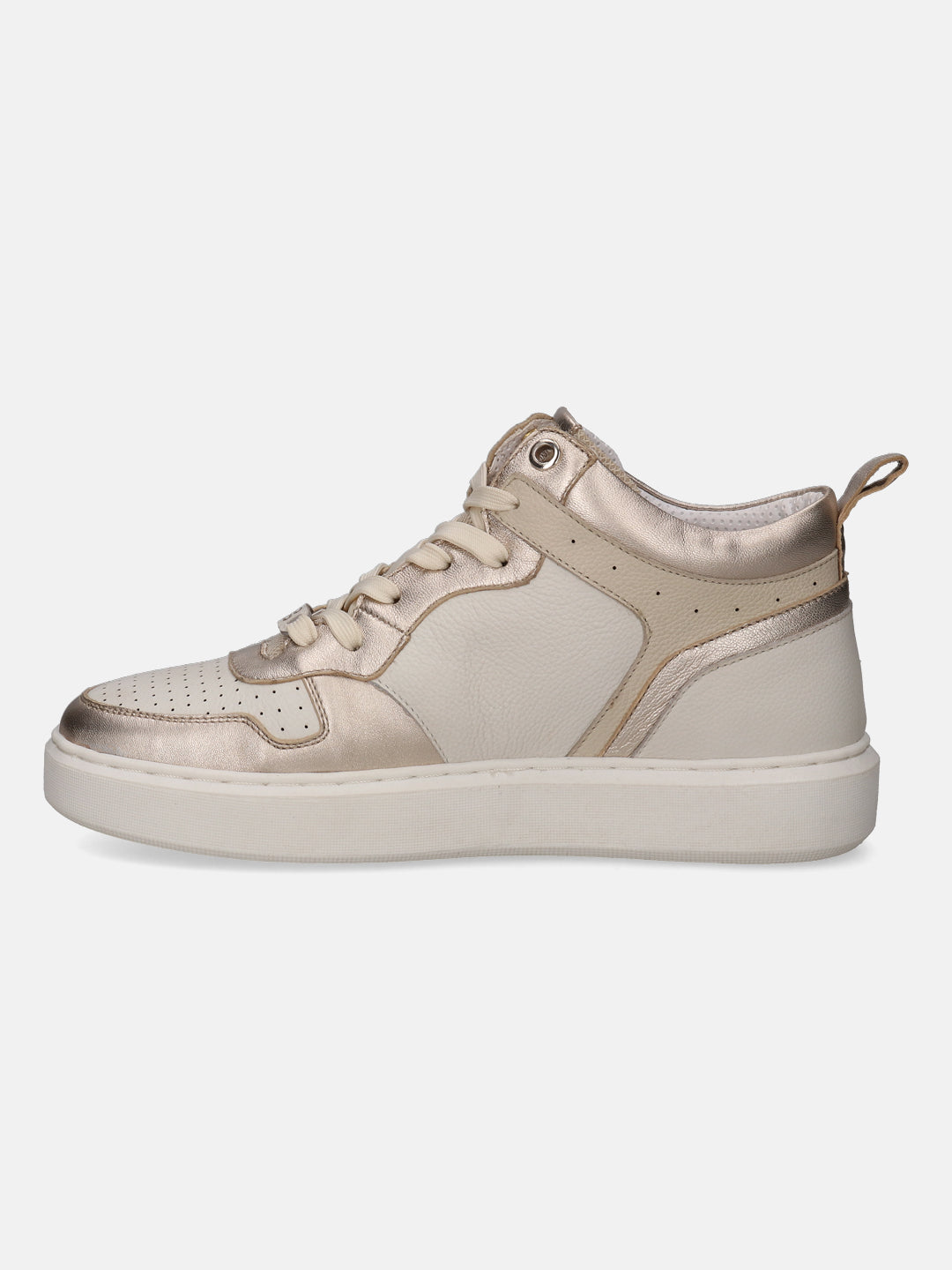 Gina Gold & White Leather Sneakers