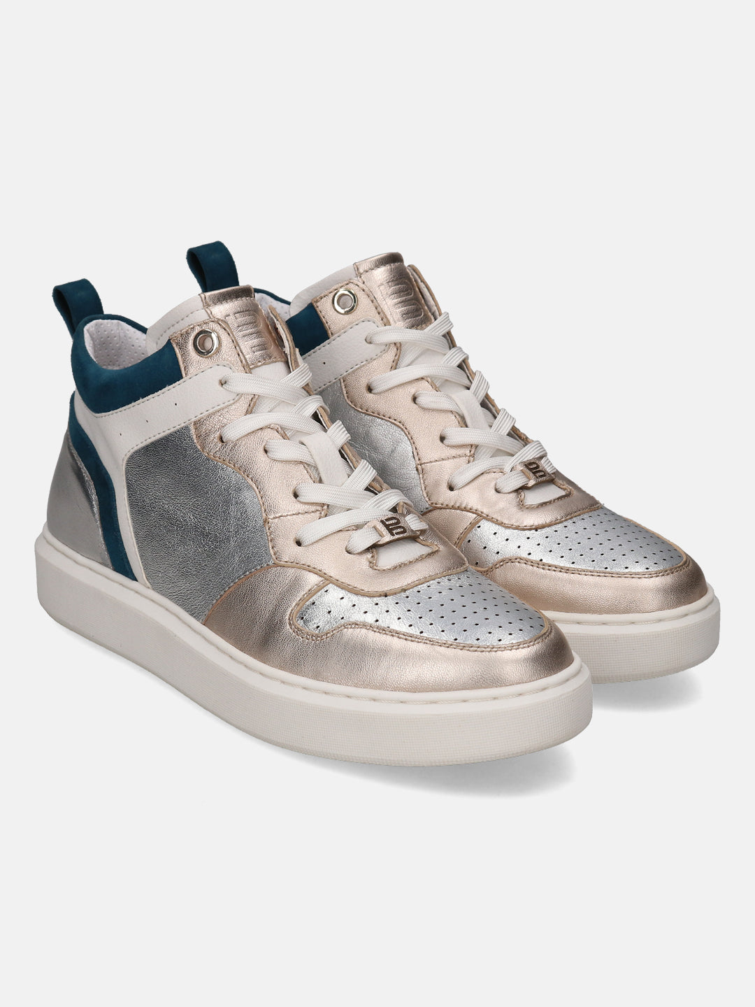 BAGATT Premium Leather Silver High Top Sneakers