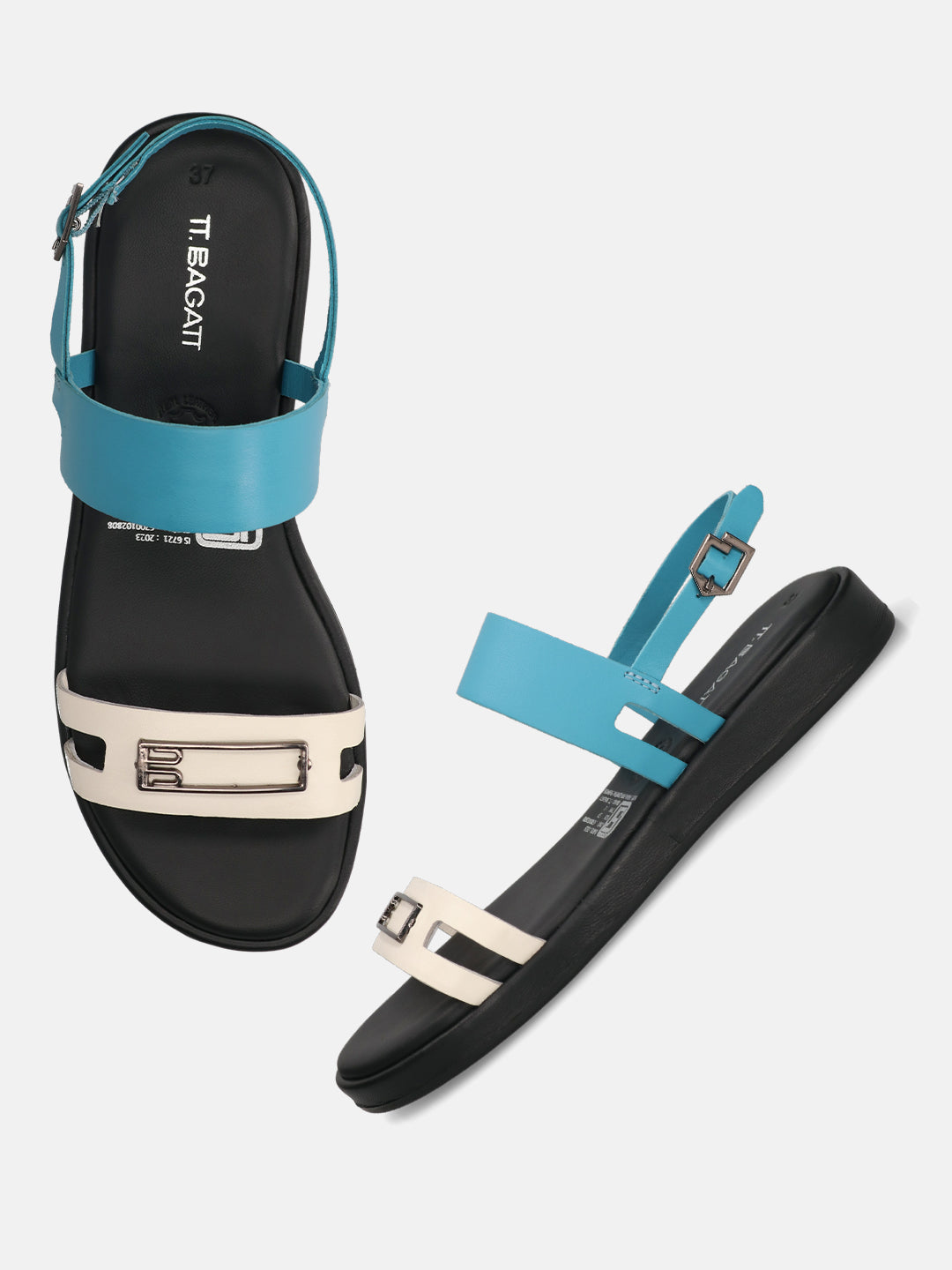 BAGATT Blue & Beige Premium Leather Sandals