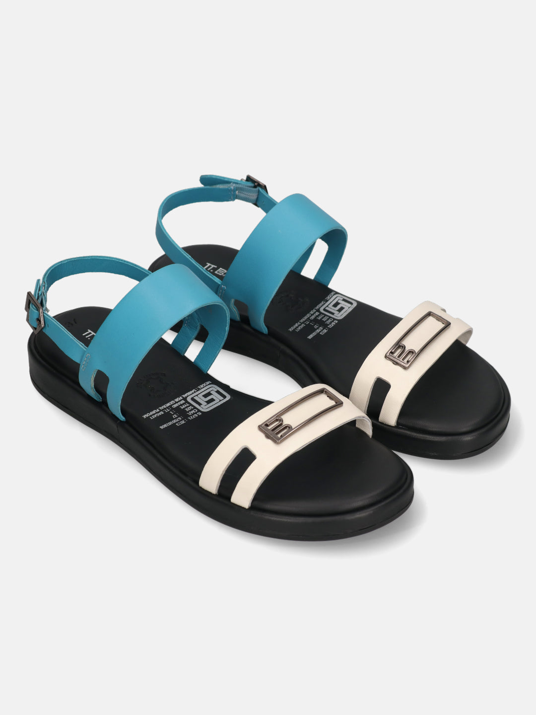 BAGATT Blue & Beige Premium Leather Sandals