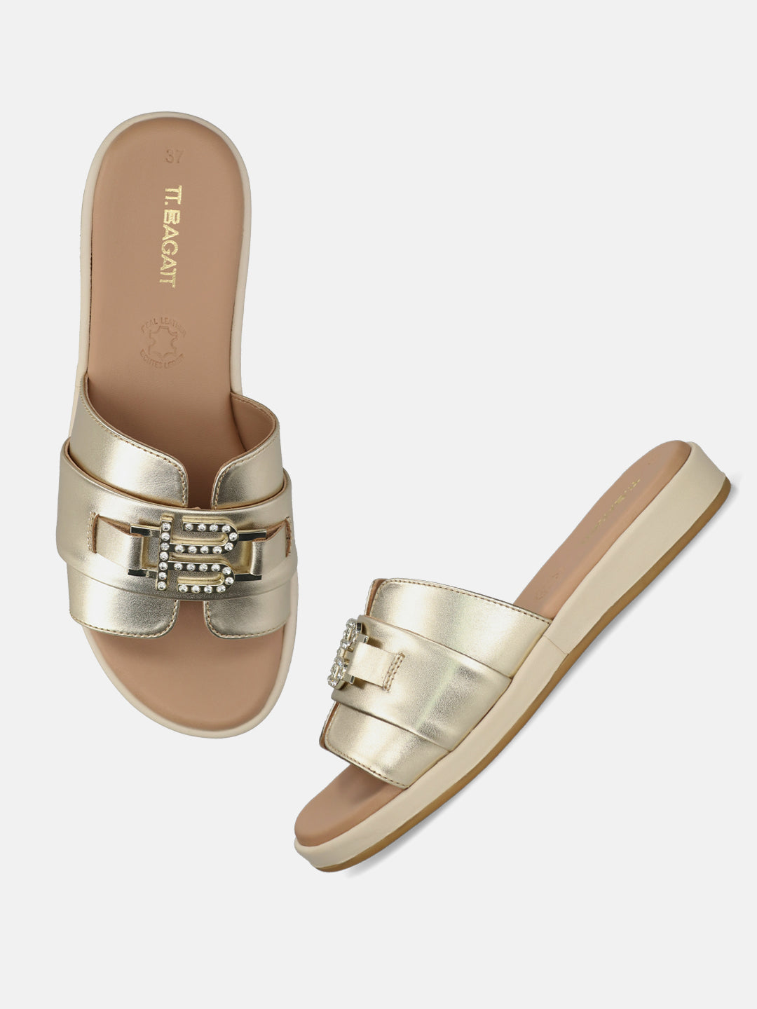 TT.BAGATT Ravenna gold Premium Leather Flatform Sandals