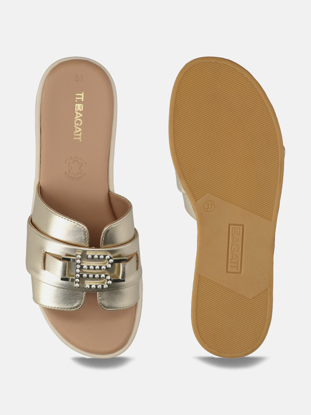 TT.BAGATT Ravenna gold Premium Leather Flatform Sandals