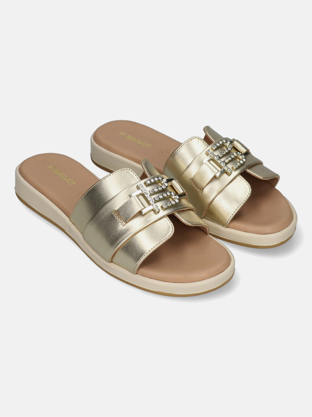 TT.BAGATT Ravenna gold Premium Leather Flatform Sandals