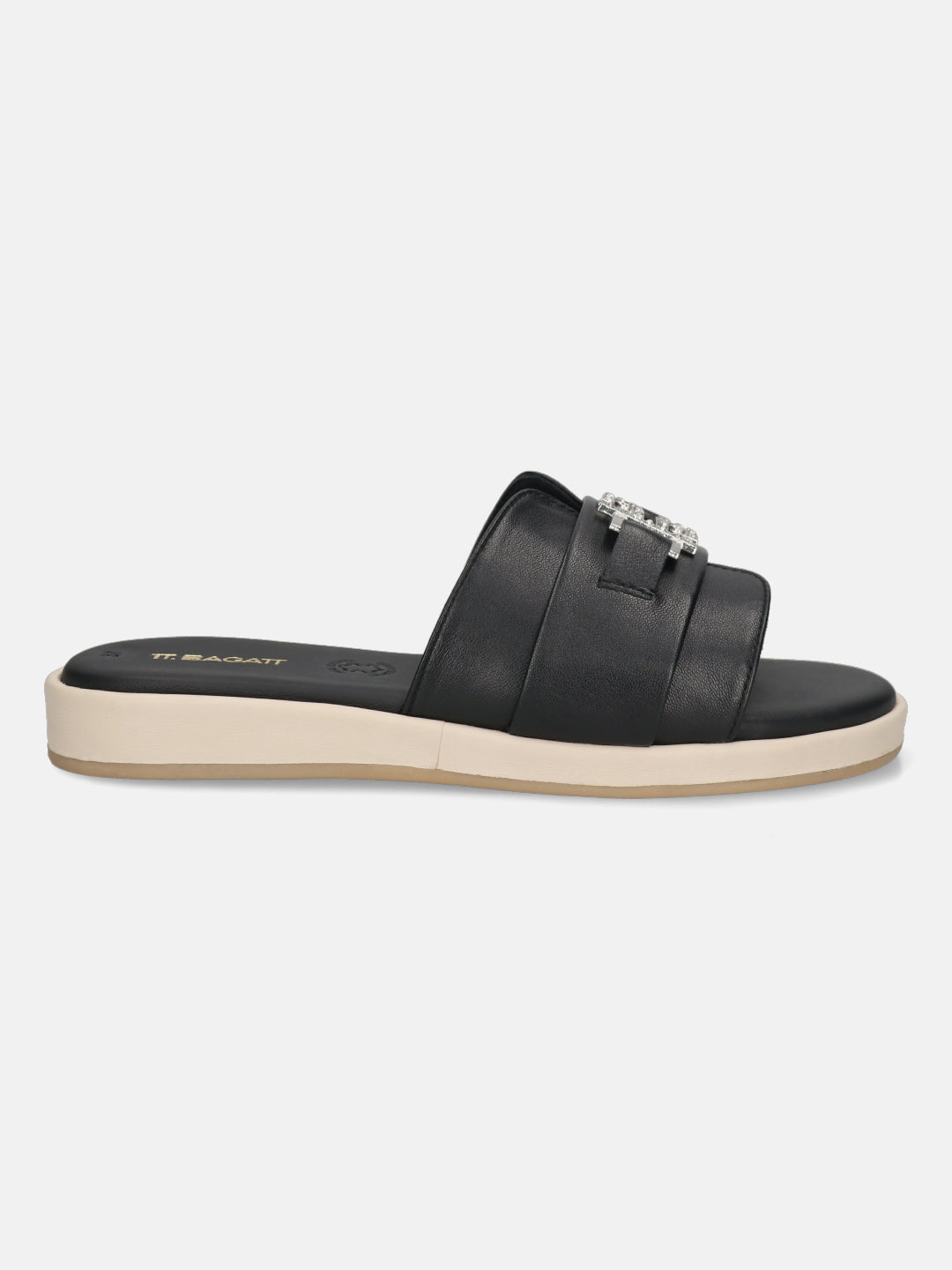TT.BAGATT Ravenna Black Premium Leather Flatform Sandals