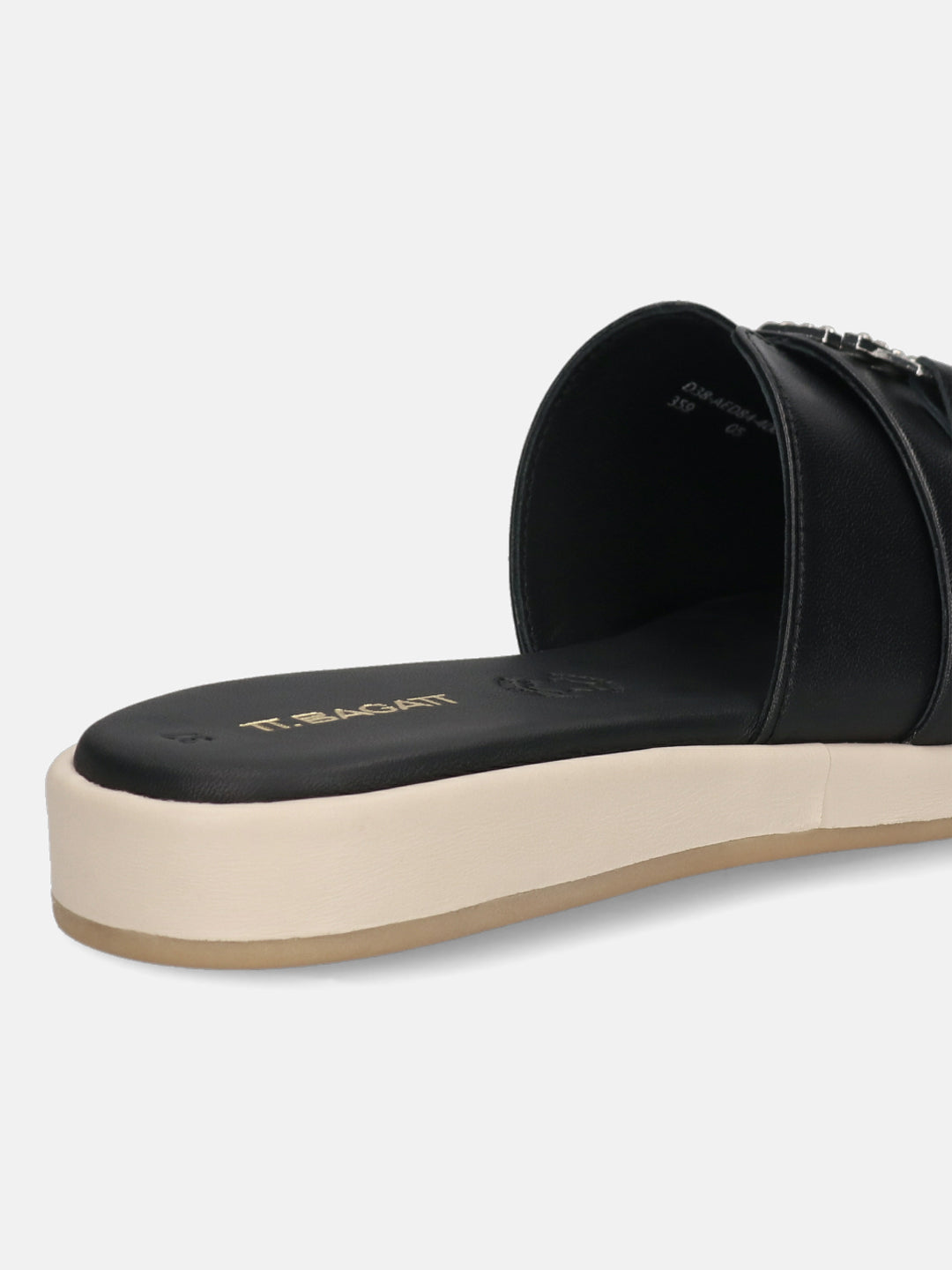 TT.BAGATT Ravenna Black Premium Leather Flatform Sandals