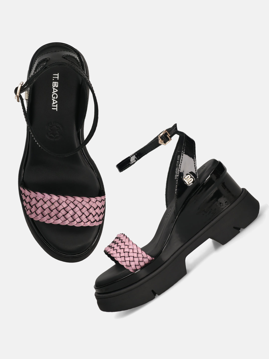 TT.BAGATT Trish Black Premium Leather Ankle Strap Heels