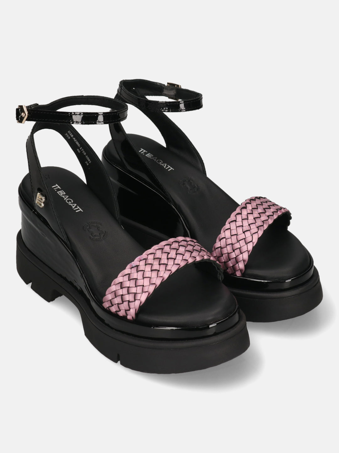 TT.BAGATT Trish Black Premium Leather Ankle Strap Heels